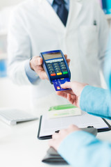 Woman purchasing medical products