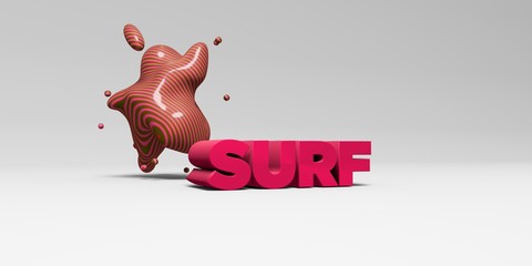 SURF - 3D rendered colorful headline illustration.  Can be used for an online banner ad or a print postcard.