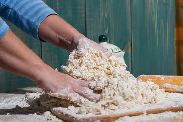 Woman knead dough