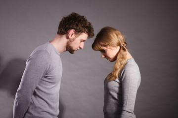 Sad depressed couple portrait.