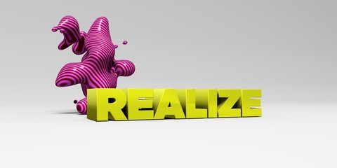 REALIZE - 3D rendered colorful headline illustration.  Can be used for an online banner ad or a print postcard.