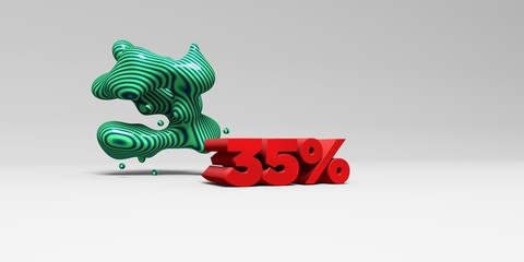 35% - 3D rendered colorful headline illustration.  Can be used for an online banner ad or a print postcard.