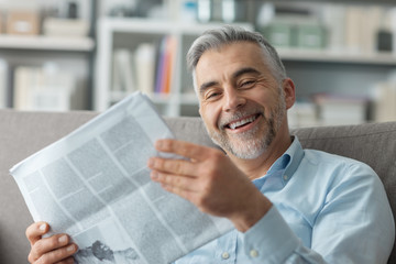 Businessman reading news