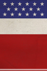 Flag of USA with old fabric background. high contrast texture