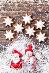 Christmas decoration on wooden background with copy space
