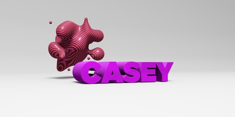 CASEY - 3D rendered colorful headline illustration.  Can be used for an online banner ad or a print postcard.