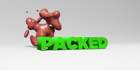 PACKED - 3D rendered colorful headline illustration.  Can be used for an online banner ad or a print postcard.