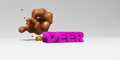 DEER - 3D rendered colorful headline illustration.  Can be used for an online banner ad or a print postcard.