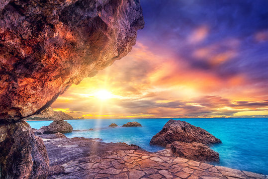 Agios Nikitas at sunset - Lefkas island