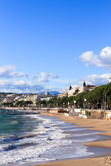 City of Cannes - beach and croisette in November