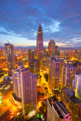 Fototapeta premium Kuala Lumpur city skyline during sunrise