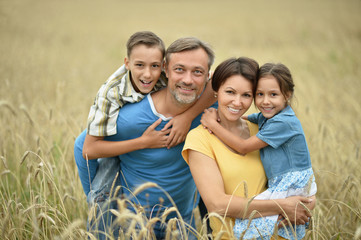 happy family at   field