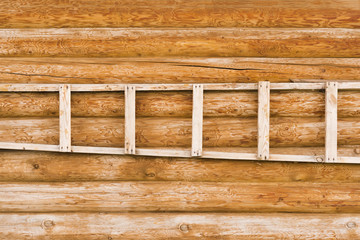 Brown timbered wall with a ladder, background, texture