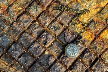 Antique clock on iron rust