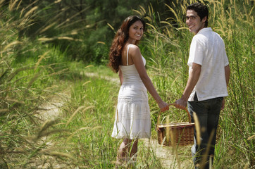 Young couple going for a picnic
