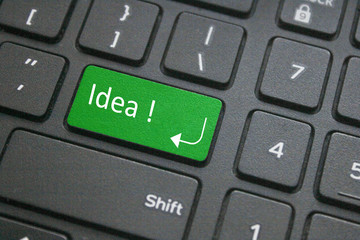 Close-up of idea key on computer keyboard