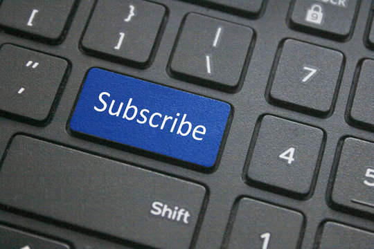 Close-up of subscribe button on computer keyboard
