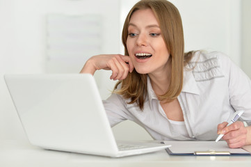 young woman   with laptop