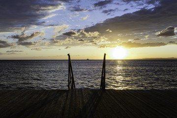 Wooden pier at a sunset