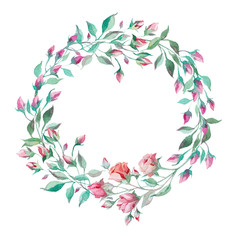 Wreath of small pink roses