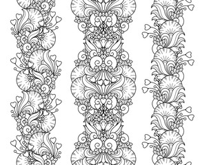 Vector love set seamless pattern borders