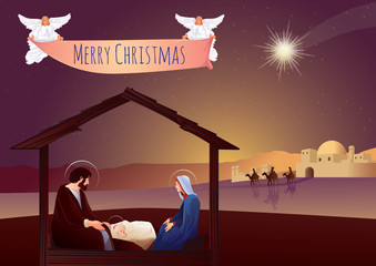 Nativity scene with Holy Family 
