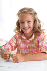 student girl at homwork