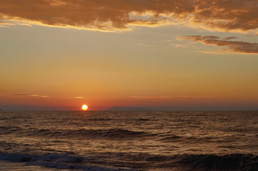 Sunset on the island of Corfu, Greece.