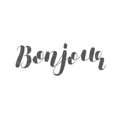 Fototapeta na wymiar Bonjour. Brush lettering illustration.