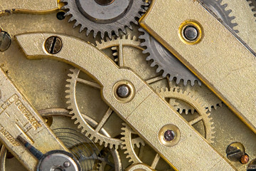 Old pocket clock mechanism