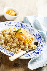 Austrian crumble dessert with fruit puree