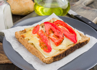 toasted bread with cheese and tomato