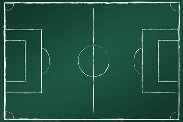 Fußballfeld auf Tafel grün