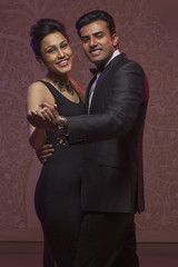 India, Man and woman posing while dancing waltz