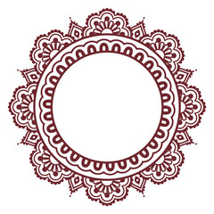 Indian Henna floral tattoo round pattern - Mehndi