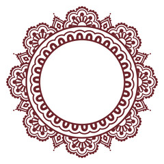 Indian Henna floral tattoo round pattern - Mehndi