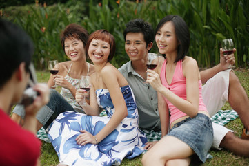 Friends posing for pictures