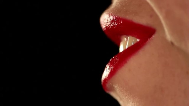 Woman mouth kissing