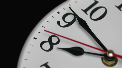 Dial office wall clock in a classic style, close-up. time concept business clock closeup on white background showing noon on the clock