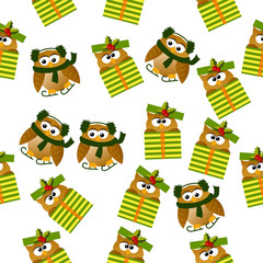 christmas owl in santa hat