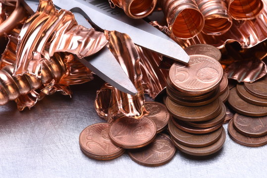 Copper Scrap and Money Industry Concept