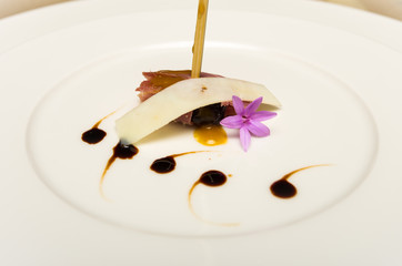 tuna carpaccio dressed with balsamic and parmesan 