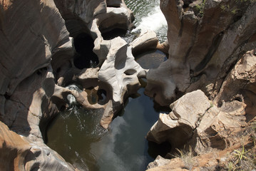 High angle of Bourkes Luck Potholes, South Africa