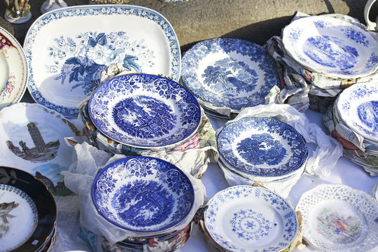 Antiques of the nineteenth century for sale on a flea market in Tbilisi