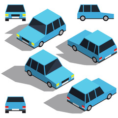 Car isometry. Low detailing isometric view of the cars. 3D object for Your business. Vetor Illustration
