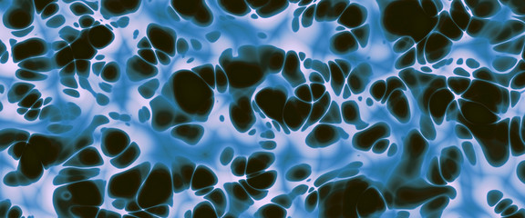 Liquid blue paints on wet paper. Beautiful grunge texture for card, poster, invitation. Unusual abstract illustration. Horizontal image. Digital artwork creative graphic design.