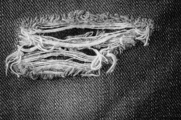 Black torn denim texture.