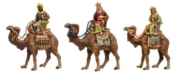 heilige drei könige, alte antike krippen figuren 