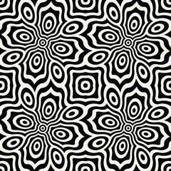 Fototapeta premium Abstract geometric black and white graphic design print floral trippy pattern