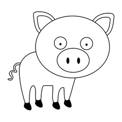 pig cartoon animal icon image vector illustration design 